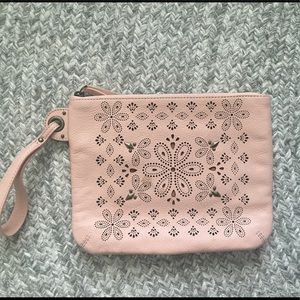 Pale pink leather Anthropologie clutch🌺
